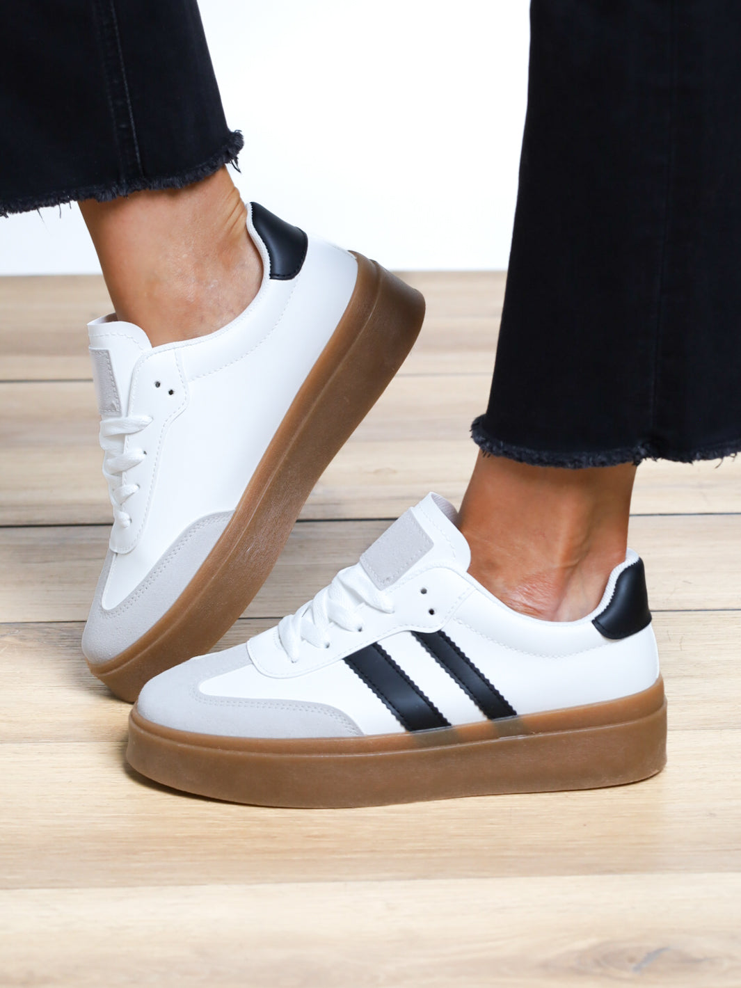 Timeless Elegance Stripe Platform Sneakers