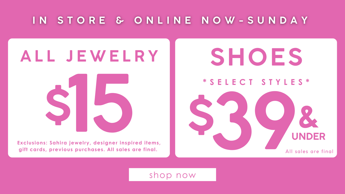 Shop our flash sales now! $15 jewelry and select shoes under $39. 