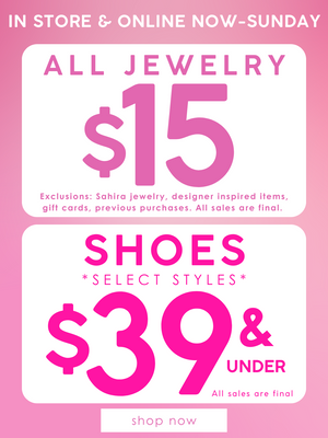 Shop our flash sales now! $15 jewelry and select shoes under $39. 