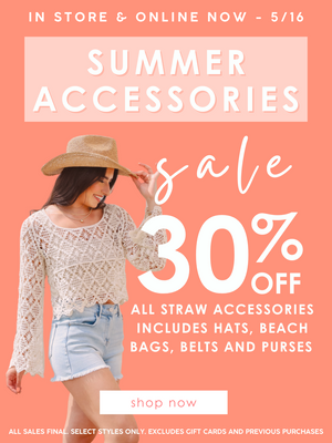 Shop now for 30% off all straw accessories!