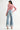 Two Toned Hem Seamed Slim Wide Leg Jean