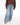 Faux Suede Stripe Drawstring Waist Denim