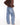 Faux Suede Stripe Drawstring Waist Denim