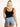 Model is wearing a long black seamless u-neck tank.