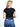 Model is wearing a black v-neck nikibiki top.