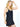 Model is wearing a washed black knit dress.