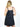 Model is wearing a washed black knit dress.