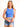 Model is wearing a royal blue high neck crop tank.