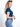Model is wearing a blue short sleeve v-neck top.