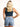 Model is wearing a dark blue square neck tank.