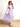 Model is wearing a lavender ruffle hem midi dress.