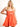 Model is wearing an orange strapless cutout romper.