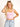 Model is wearing a light pink square neck crop tank.