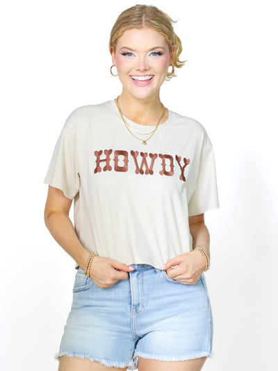 Howdy on Beige Relaxed Fit Tee